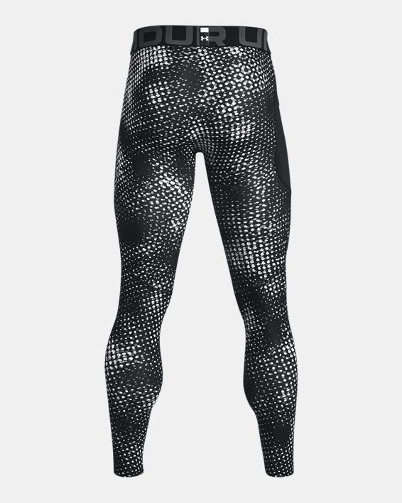Men's HeatGear® Armour Printed Leggings, Black, pdpMainDesktop image number 2